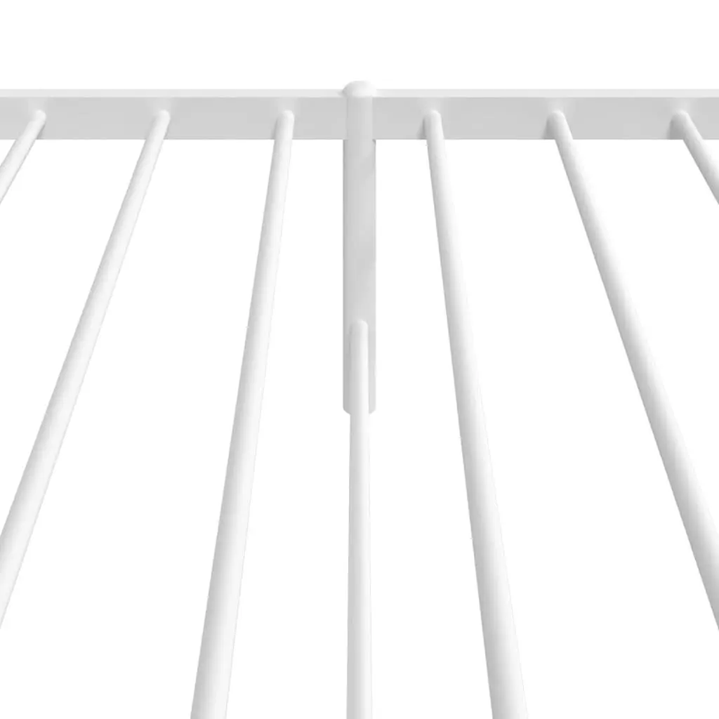 White Metal Bed Frame with Headboard 90x190 cm