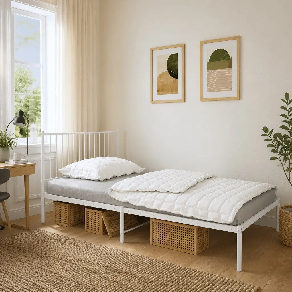 Metal Bed Frame King Single 107x203 cm with Headboard