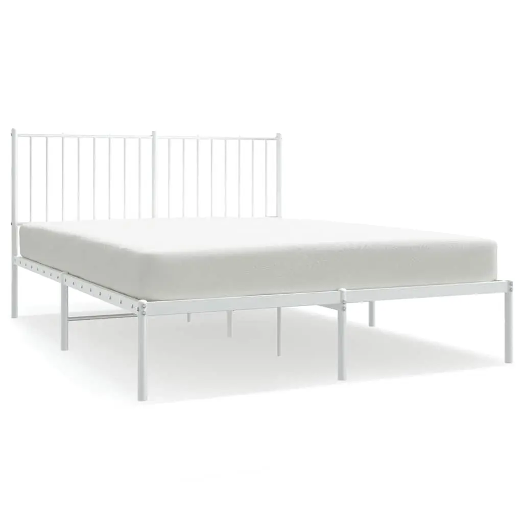 Metal Bed Frame White 135x190 cm with Headboard