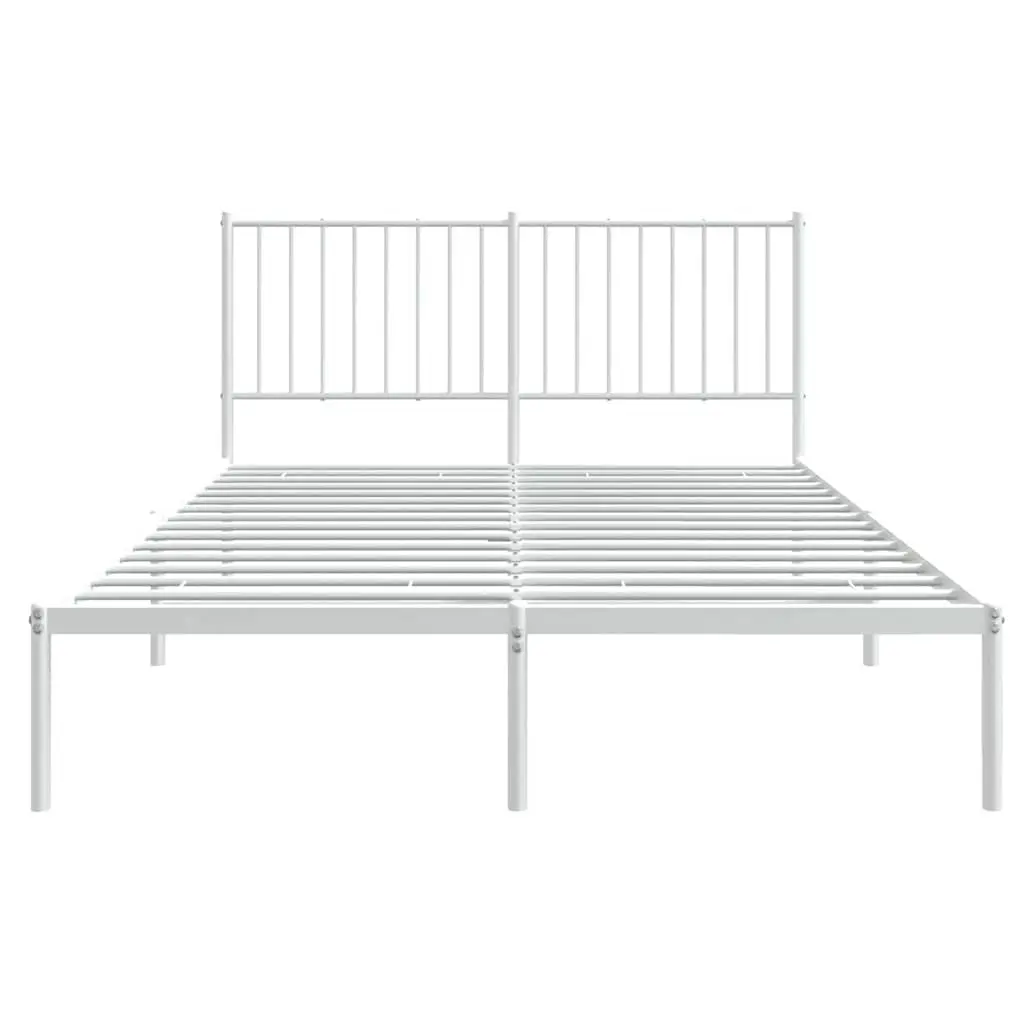Metal Bed Frame White 135x190 cm with Headboard