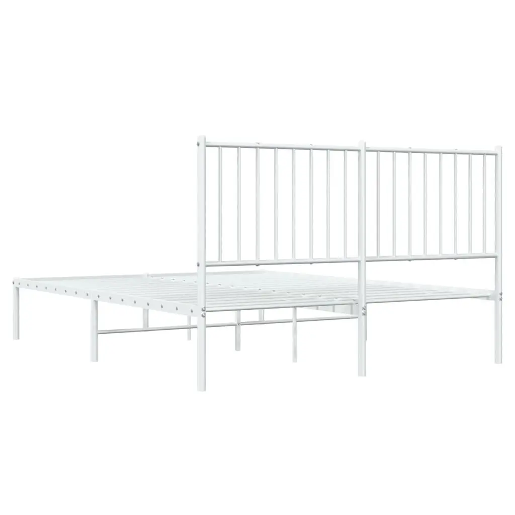 Metal Bed Frame White 135x190 cm with Headboard