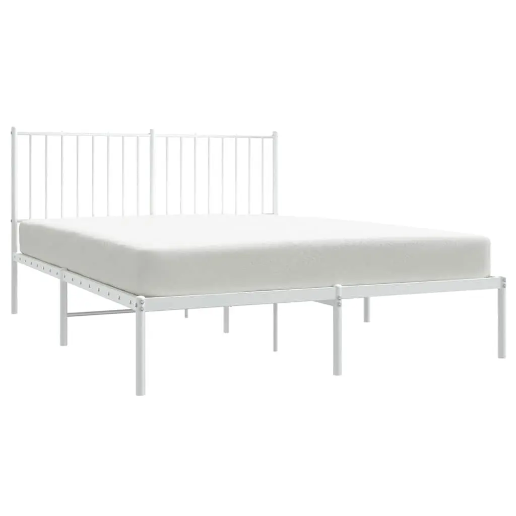Metal Bed Frame White 135x190 cm with Headboard