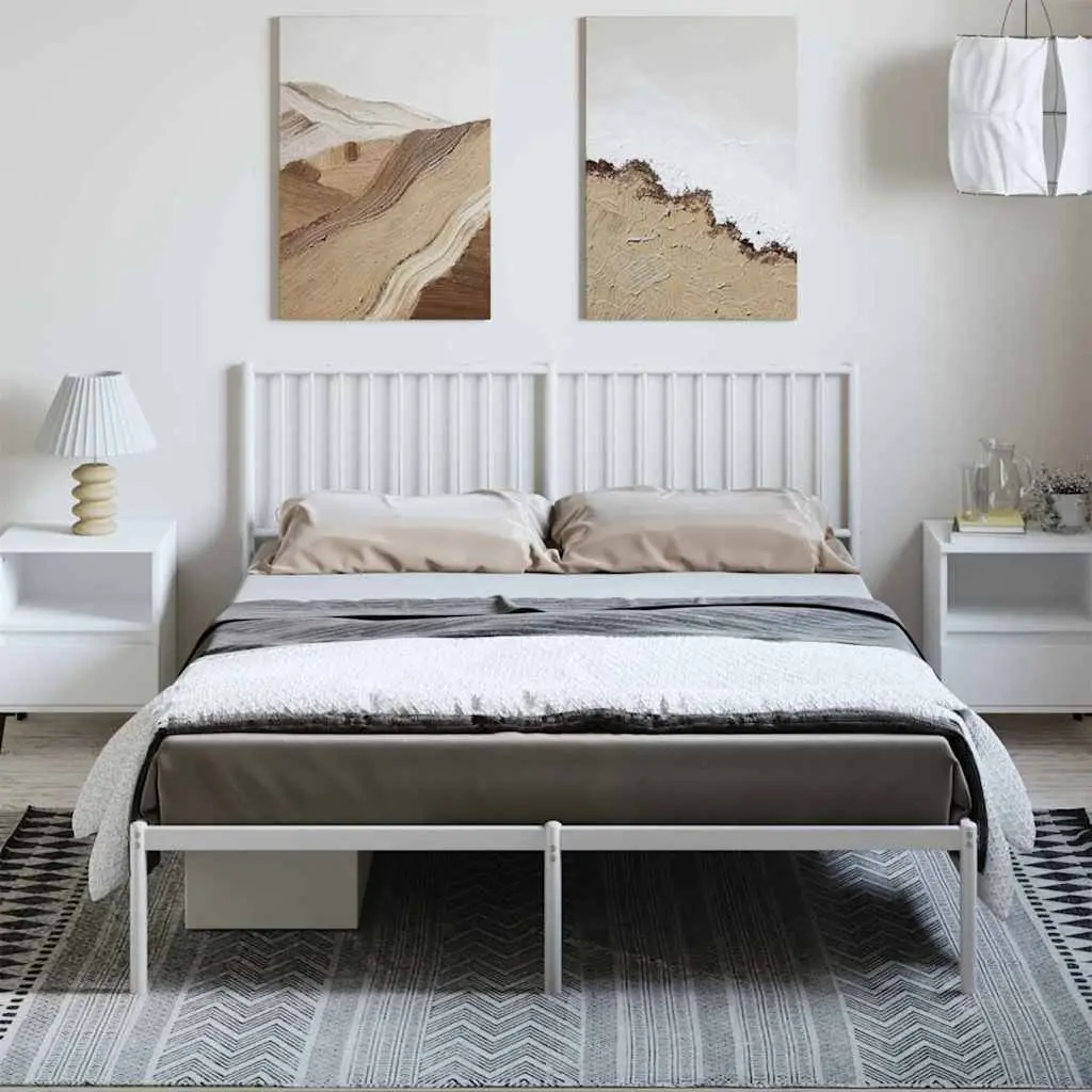 Metal Bed Frame Powder-coated Steel 150x200 cm White