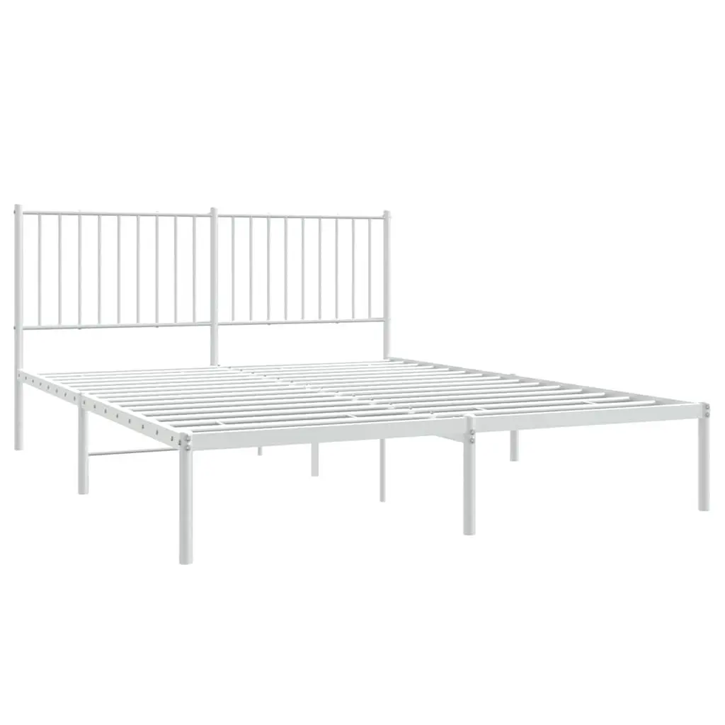 Metal Bed Frame Powder-coated Steel 150x200 cm White