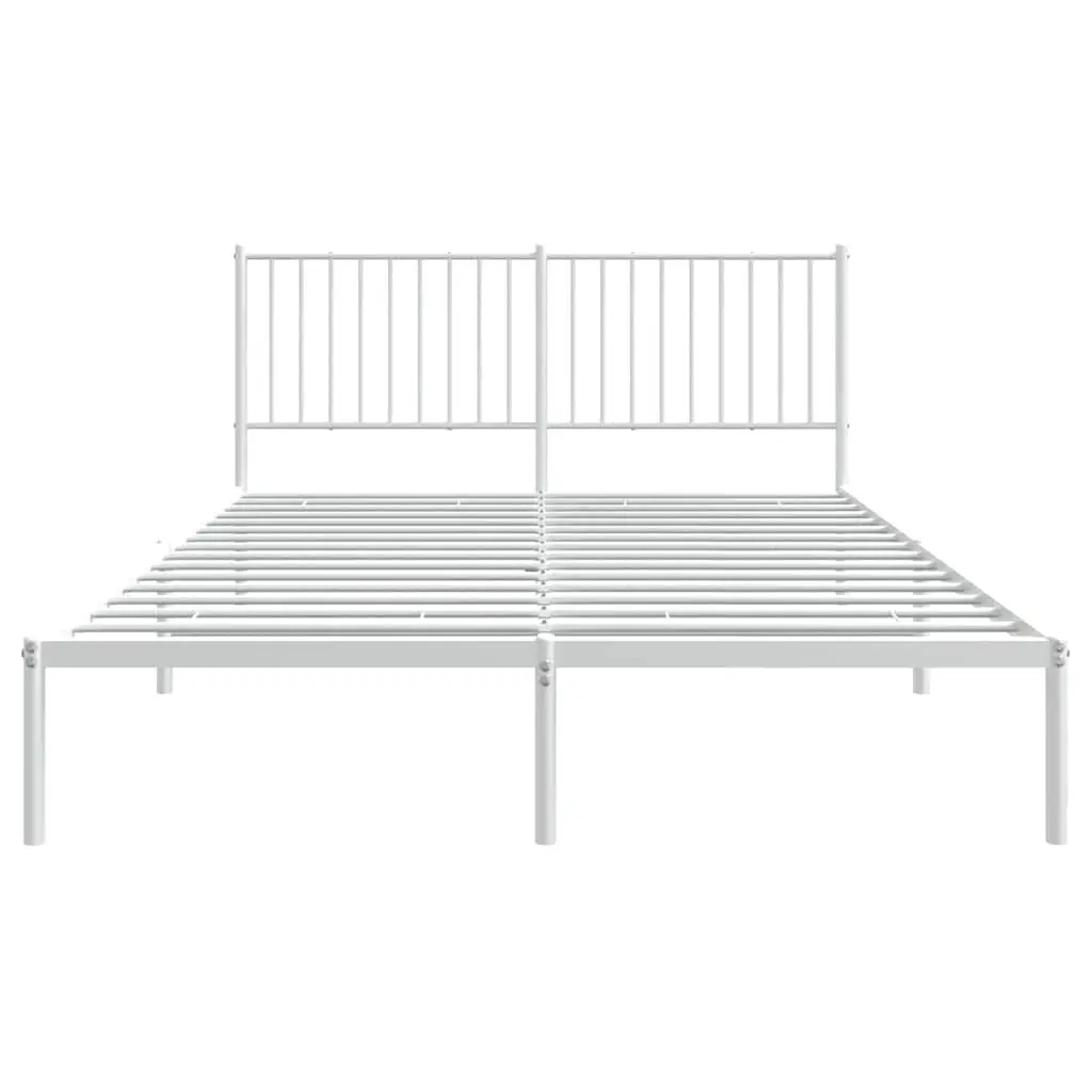 Metal Bed Frame Powder-coated Steel 150x200 cm White