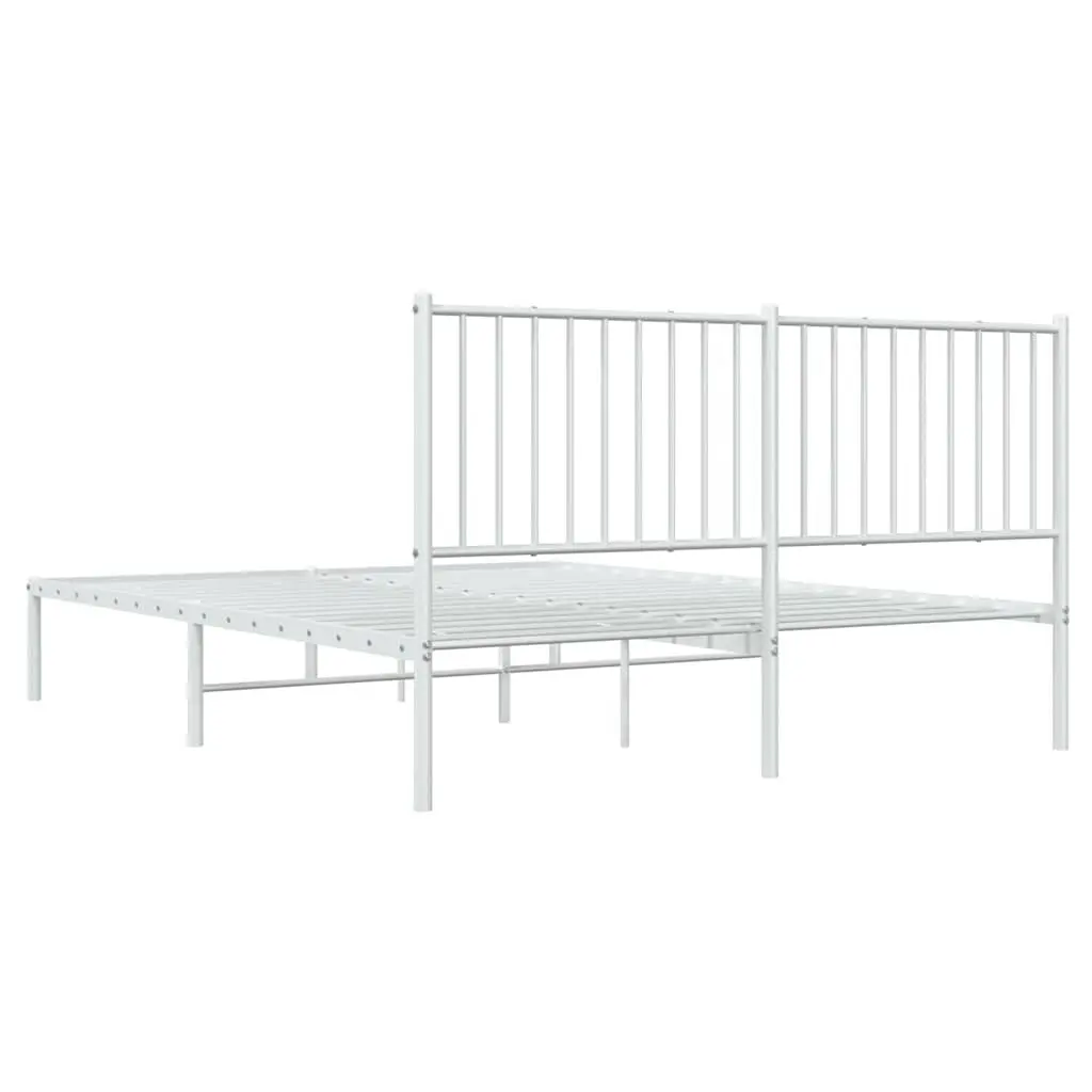 Metal Bed Frame Powder-coated Steel 150x200 cm White