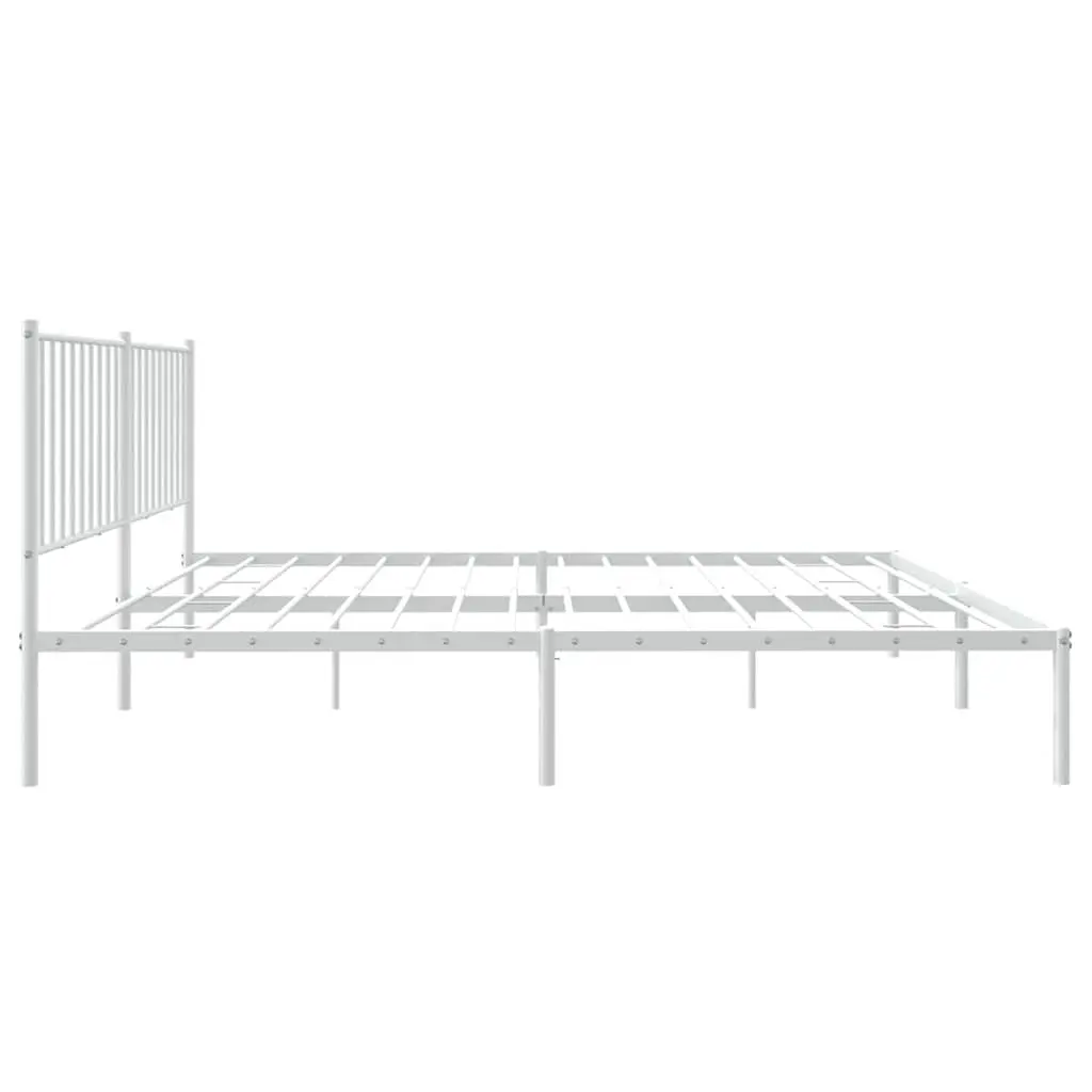 Metal Bed Frame Powder-coated Steel 150x200 cm White