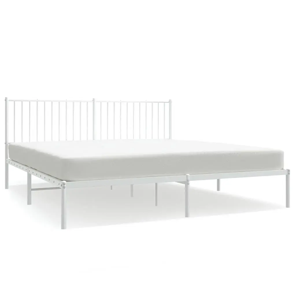 King Size Metal Bed Frame with White Headboard