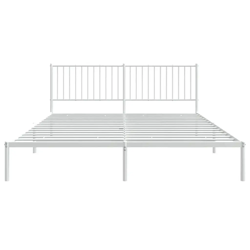King Size Metal Bed Frame with White Headboard