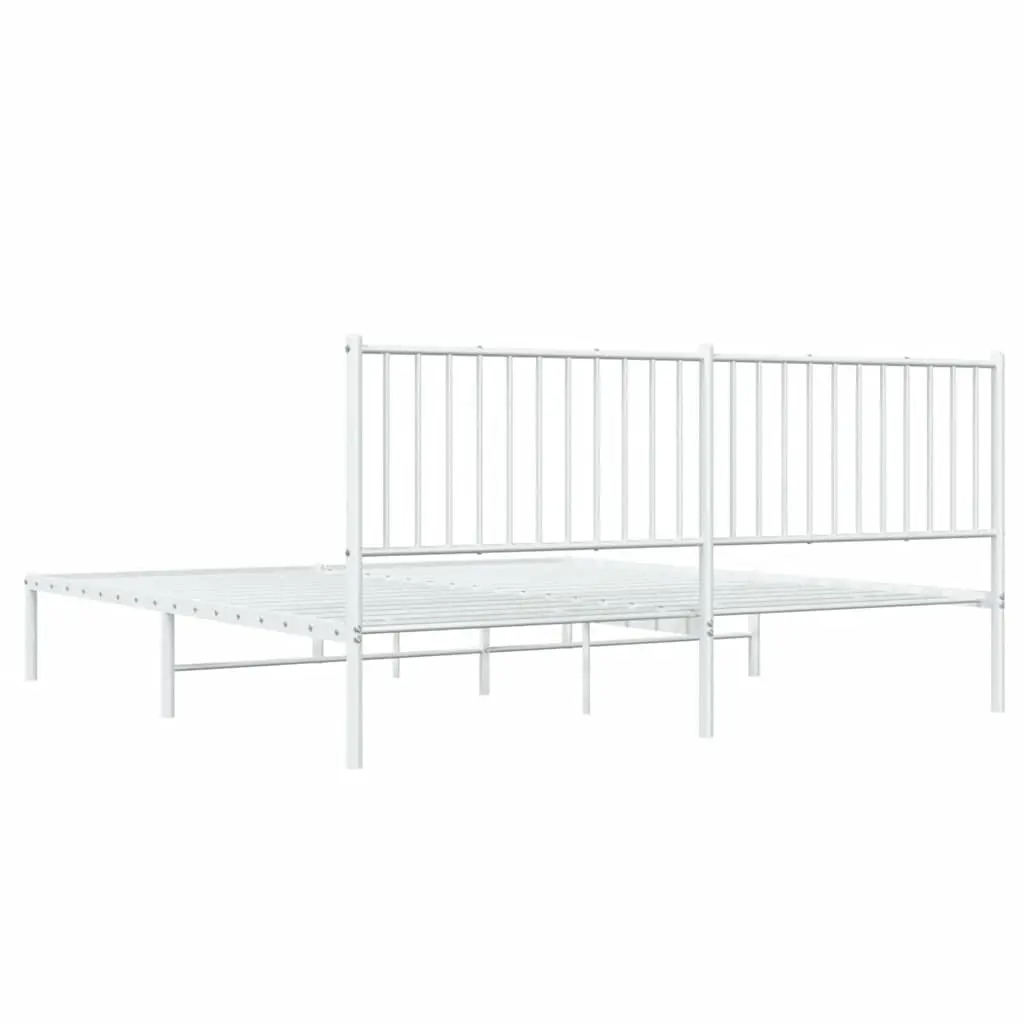 King Size Metal Bed Frame with White Headboard