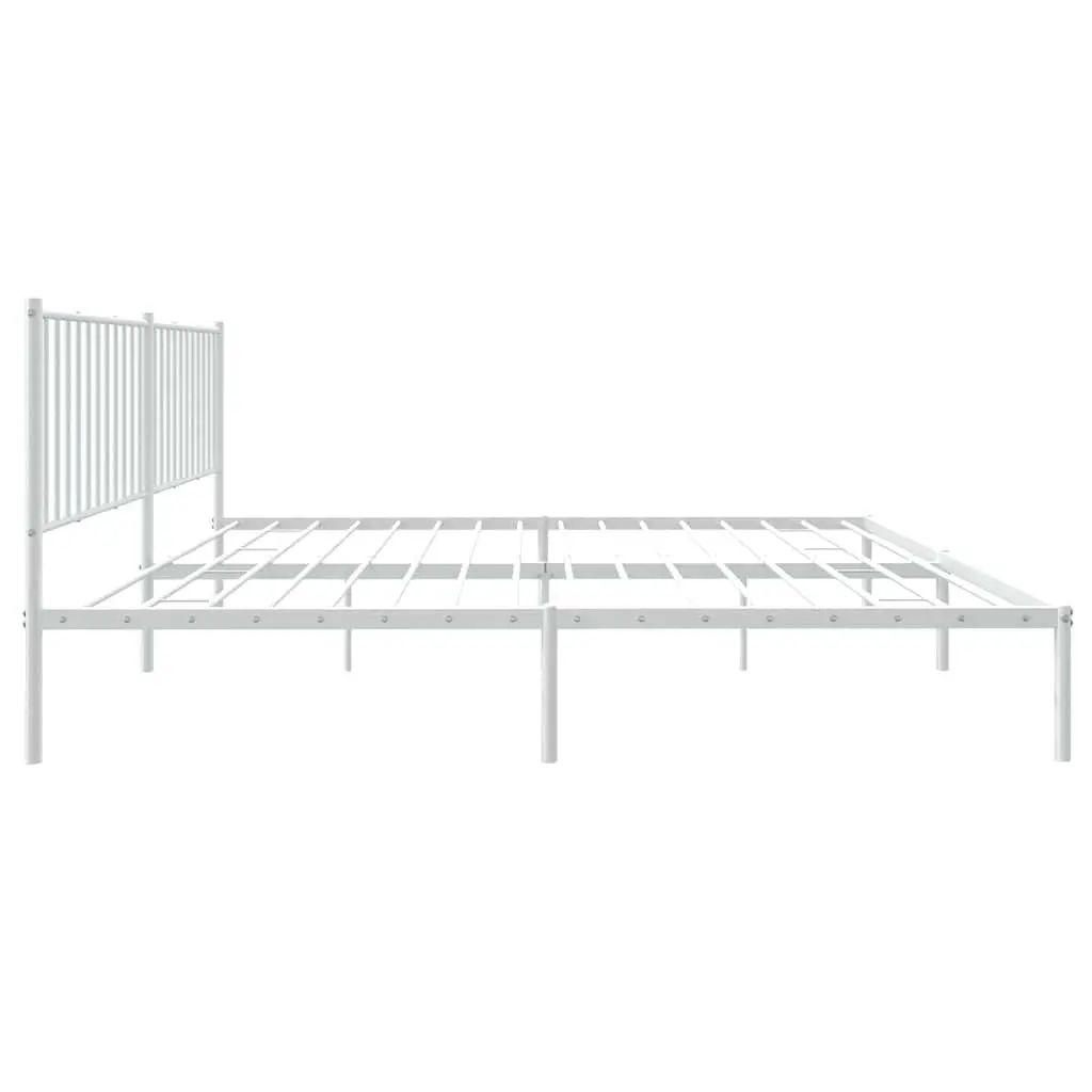 King Size Metal Bed Frame with White Headboard