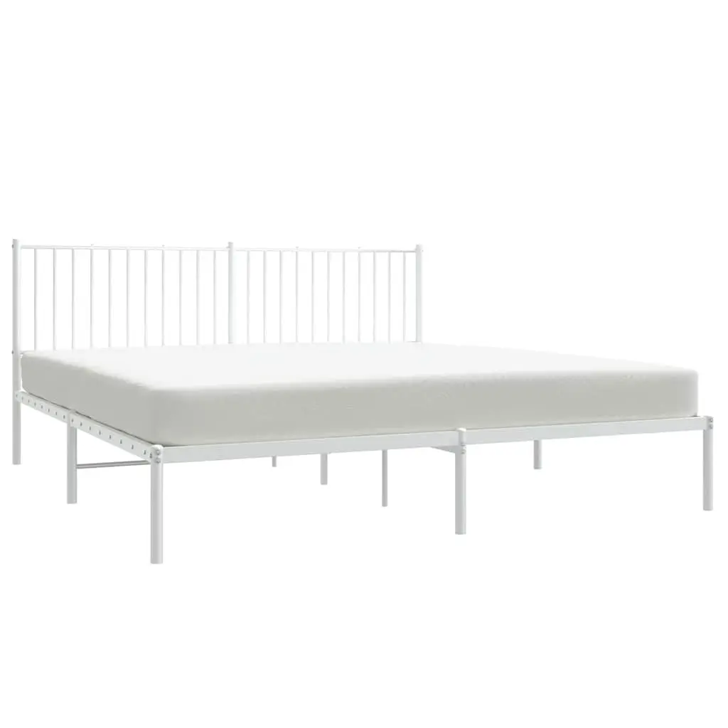 King Size Metal Bed Frame with White Headboard
