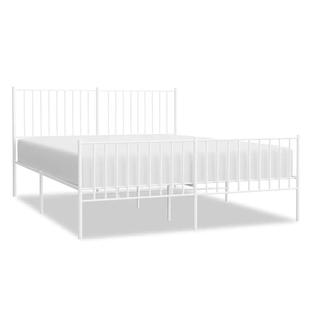 Metal Bed Frame Powder-coated Steel 150x200 cm White