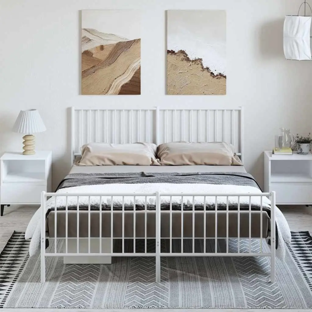Metal Bed Frame Powder-coated Steel 150x200 cm White