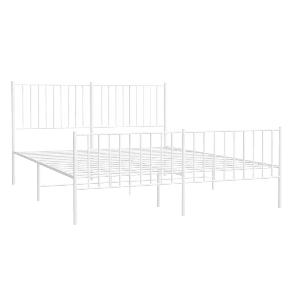 Metal Bed Frame Powder-coated Steel 150x200 cm White