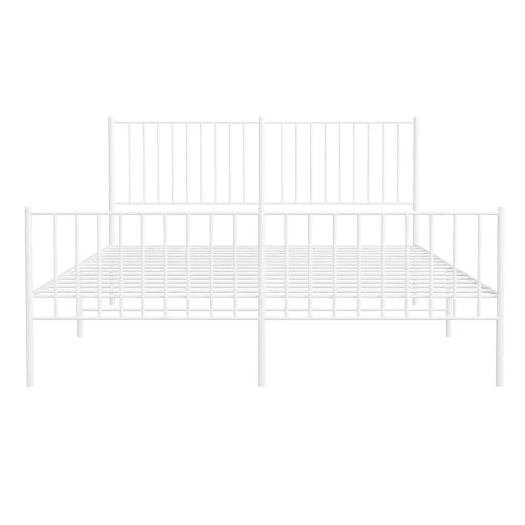 Metal Bed Frame Powder-coated Steel 150x200 cm White