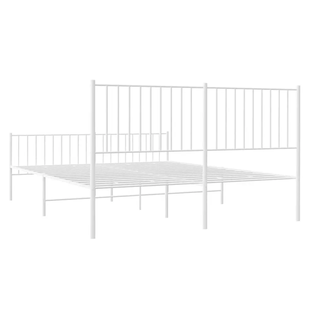 Metal Bed Frame Powder-coated Steel 150x200 cm White