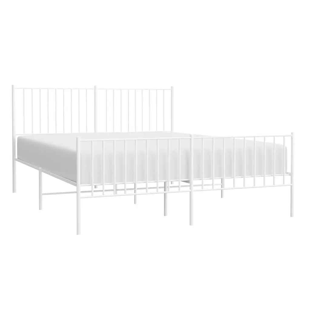 Metal Bed Frame Powder-coated Steel 150x200 cm White