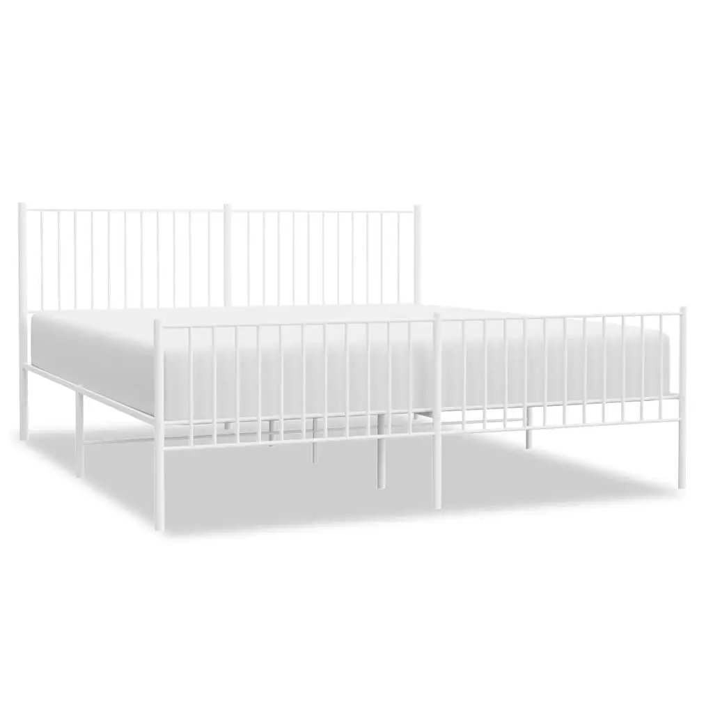 Metal Bed Frame King Size Powder-coated Steel 183x203 cm White