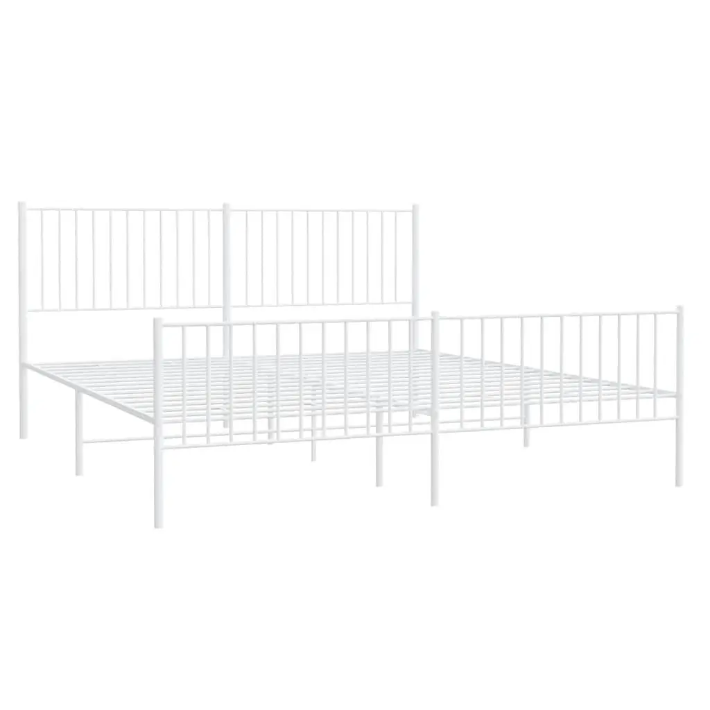 Metal Bed Frame King Size Powder-coated Steel 183x203 cm White