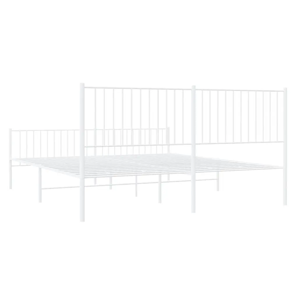 Metal Bed Frame King Size Powder-coated Steel 183x203 cm White