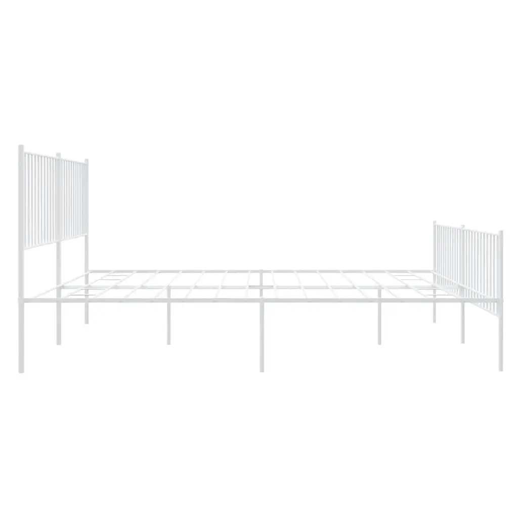 Metal Bed Frame King Size Powder-coated Steel 183x203 cm White