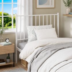Stylish White Metal Headboard for 90cm Bed Frame