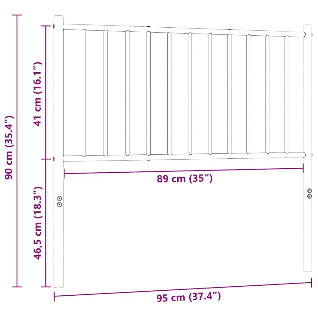 White Metal Headboard for 90cm Bed Frame