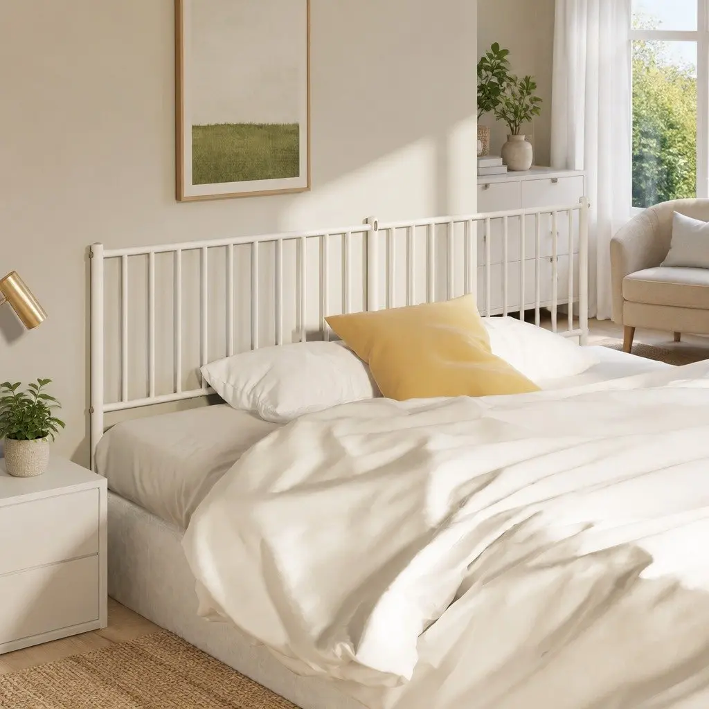 White Metal Headboard 180cm for Bed Frame