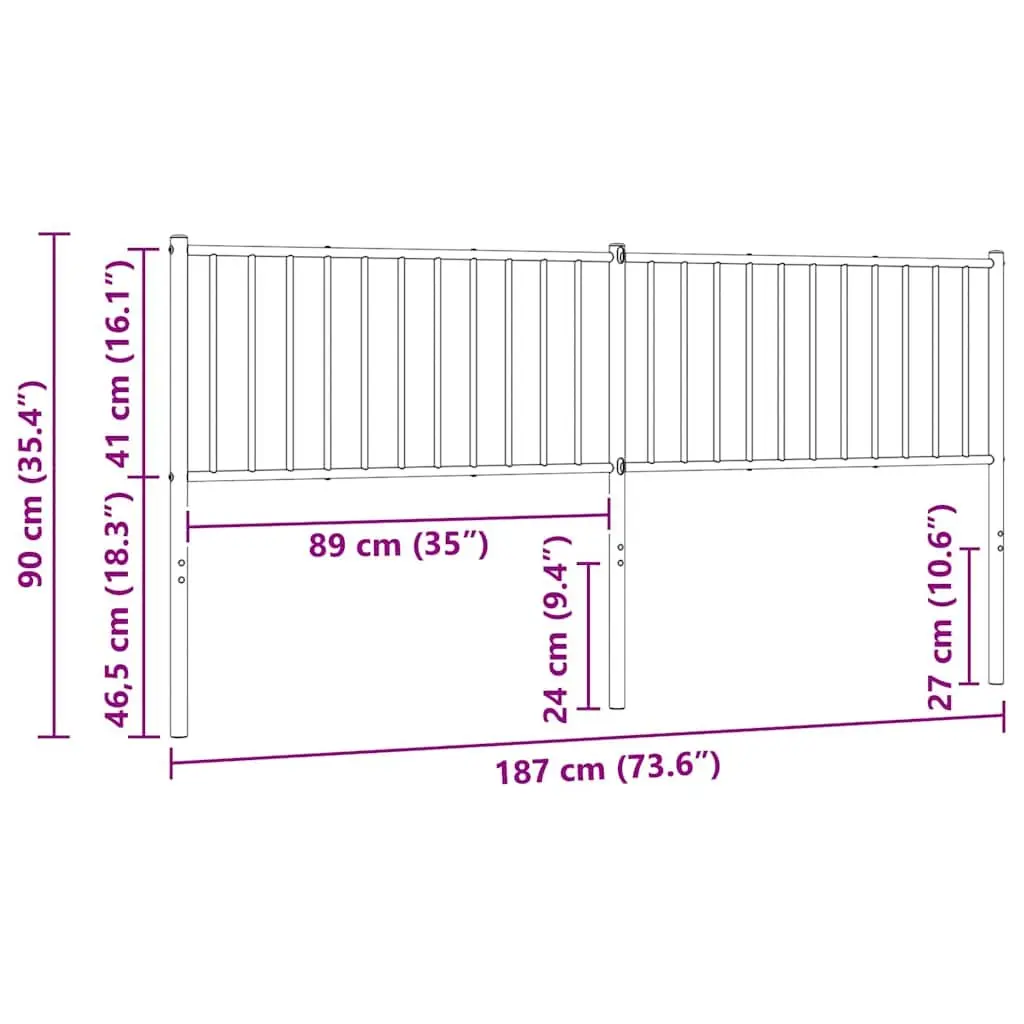 White Metal Headboard 180cm for Bed Frame