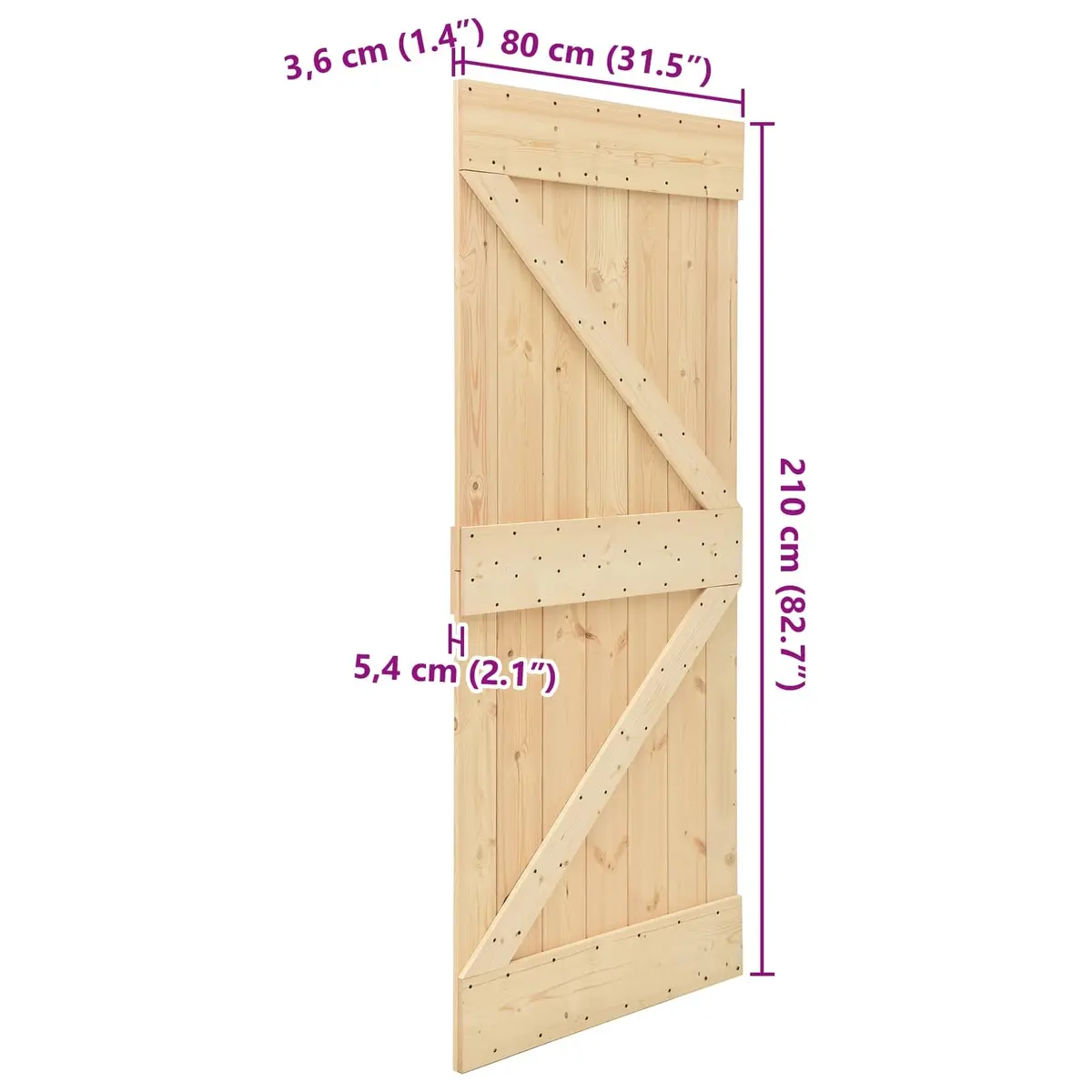Natural Brown Solid Pine Interior Door 80 x 210 cm
