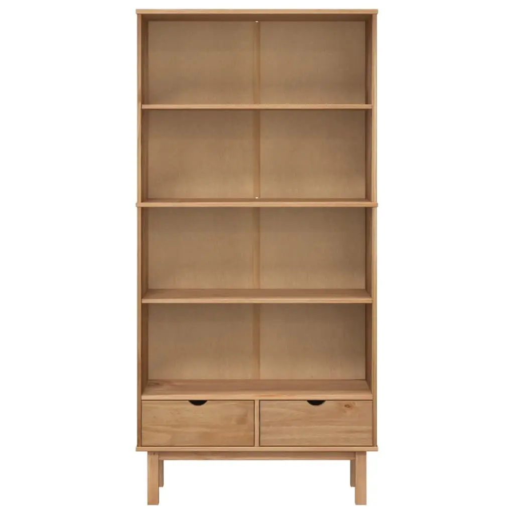 Brown Wooden Bookcase with 2 Drawers