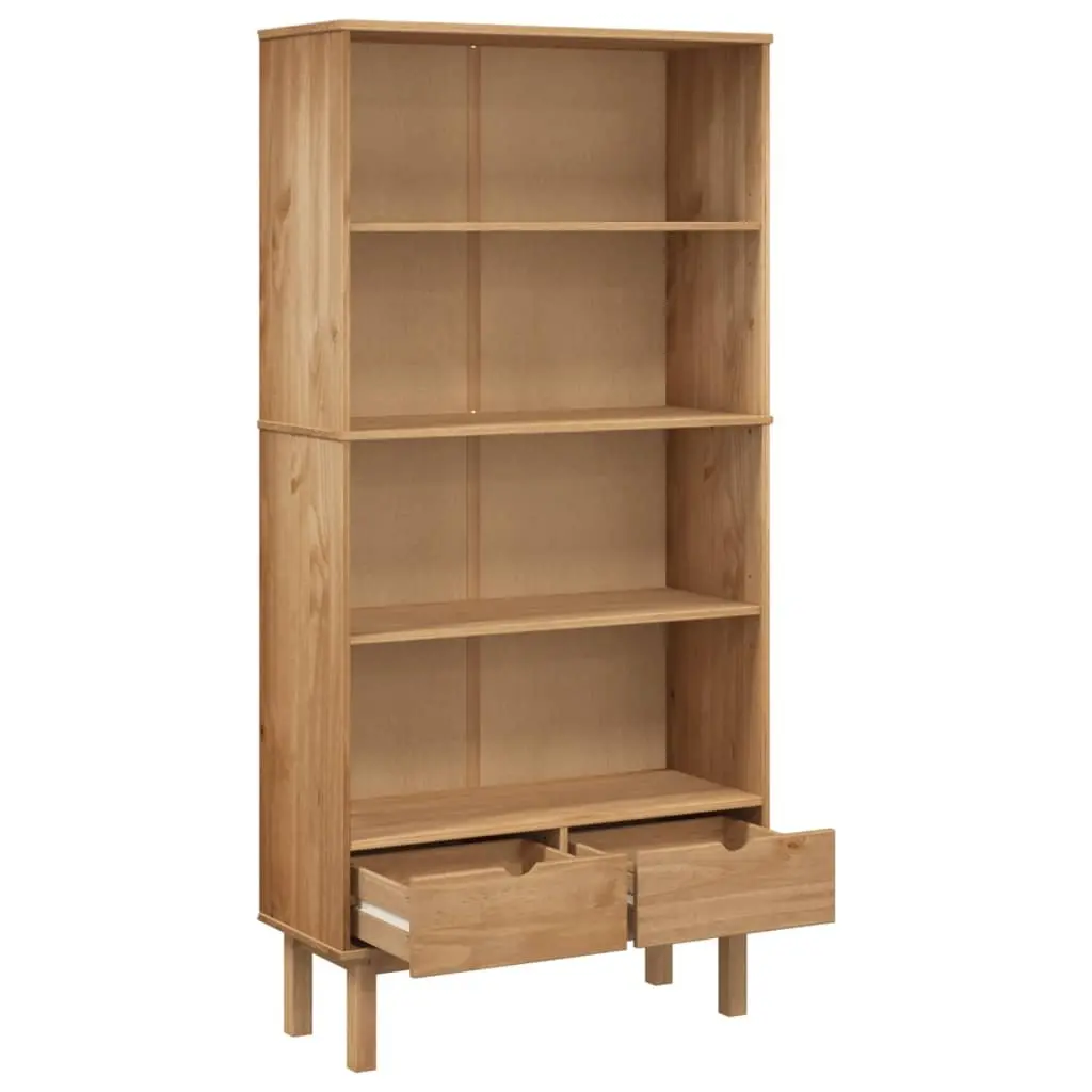 Brown Wooden Bookcase with 2 Drawers