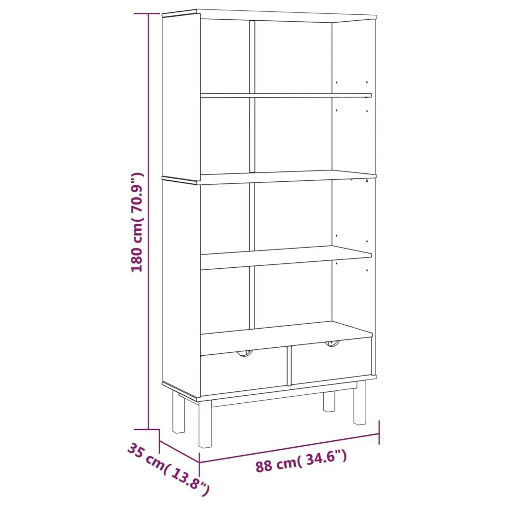 Brown Wooden Bookcase with 2 Drawers