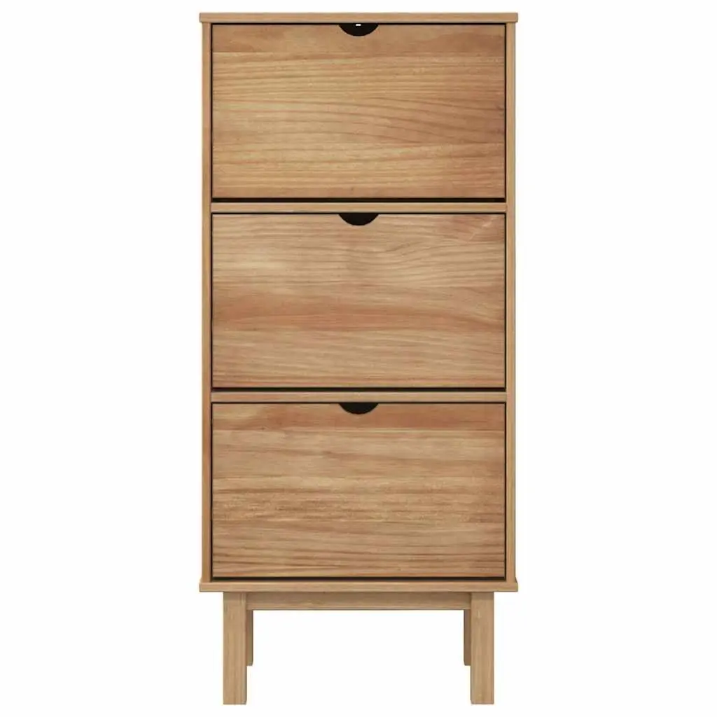 Brown Shoe Cabinet with 3 Flip-Drawers