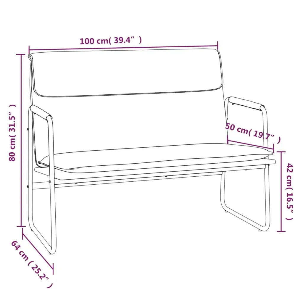 Bench Fabric Grey Upholstered Metal Frame 100 x 64 x 80 cm