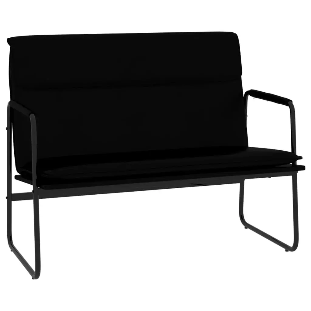 Black Faux Leather Upholstered Bench with Back Rest