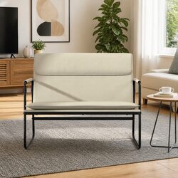 Cream Faux Leather Bench with Sturdy Metal Frame
