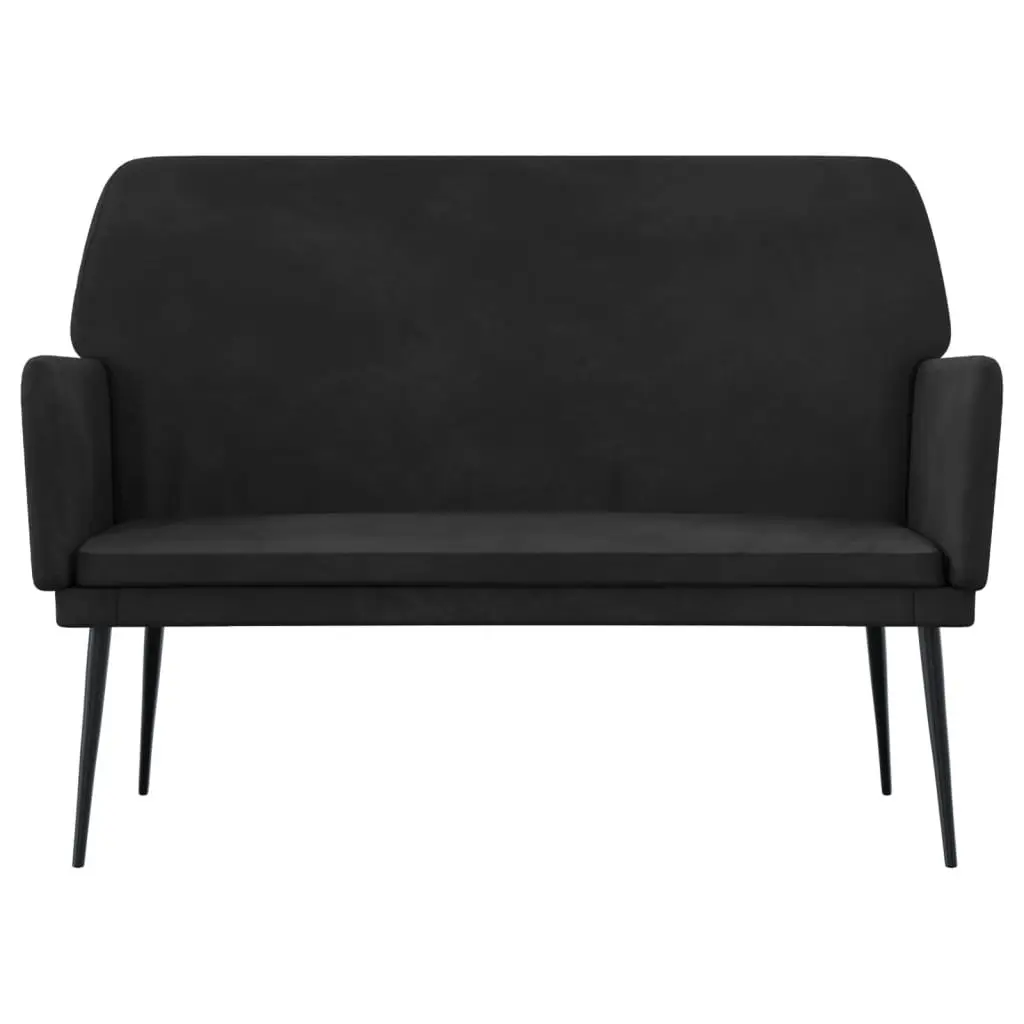 Black Velvet Bench with Padded Armrests