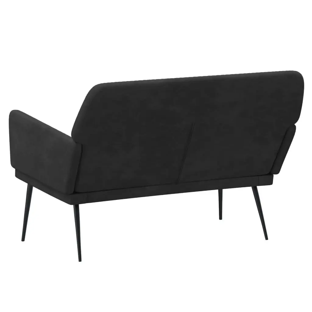 Black Velvet Bench with Padded Armrests
