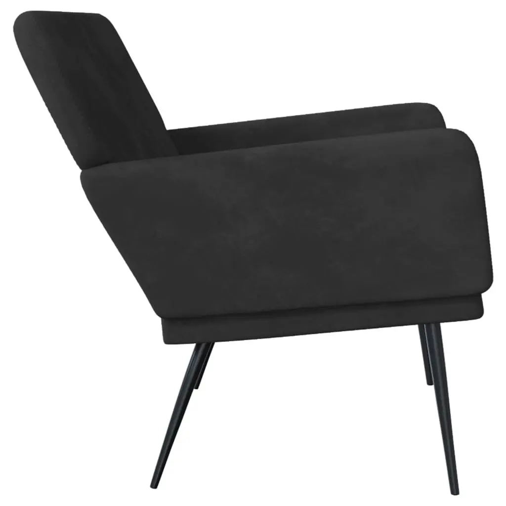 Black Velvet Bench with Padded Armrests
