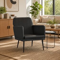 Sturdy Black Faux Leather Relaxation Armchair for Comfort