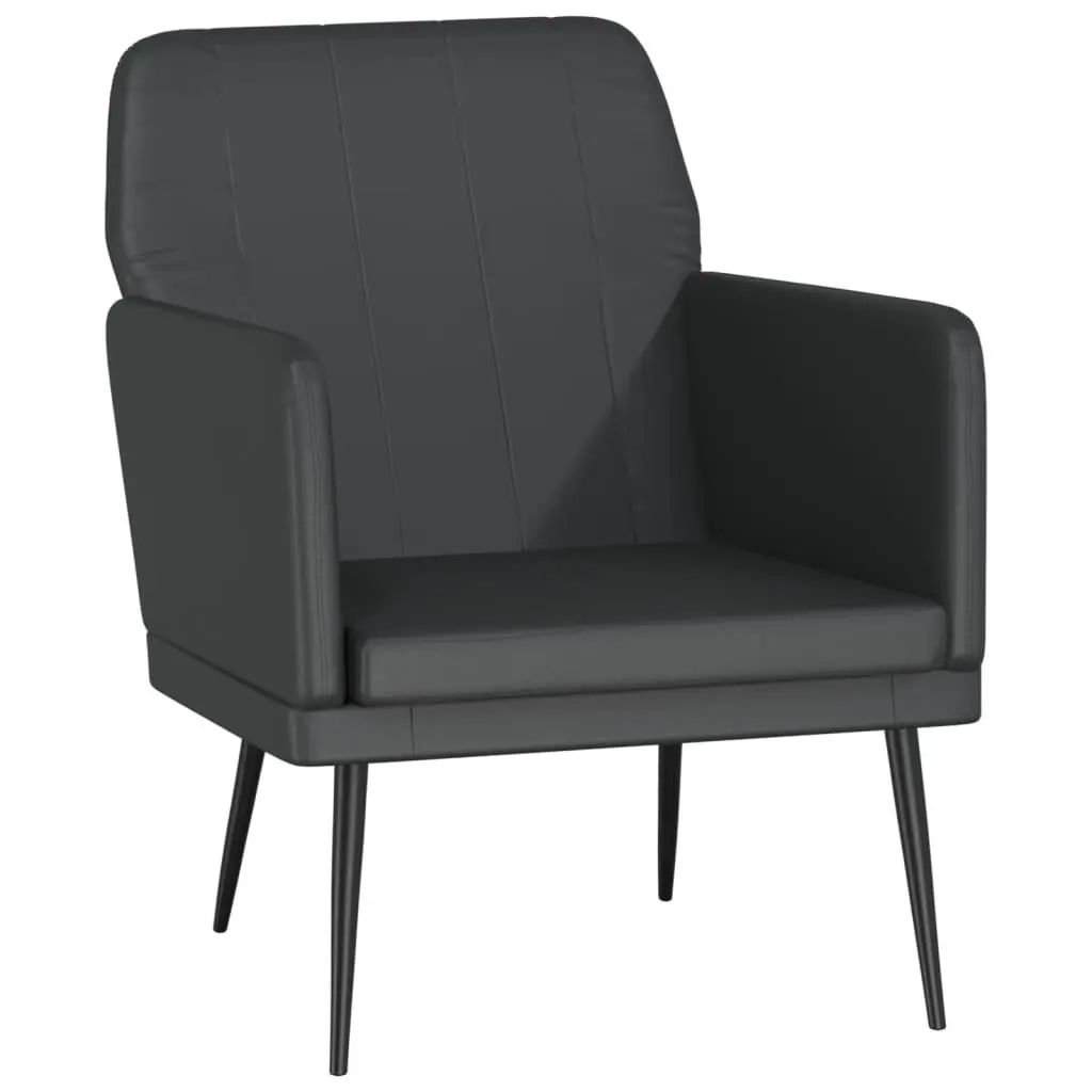 Black Faux Leather Relaxation Armchair for Comfort