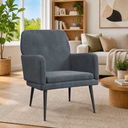 Dark Grey Velvet Upholstered Armchair for Relaxation