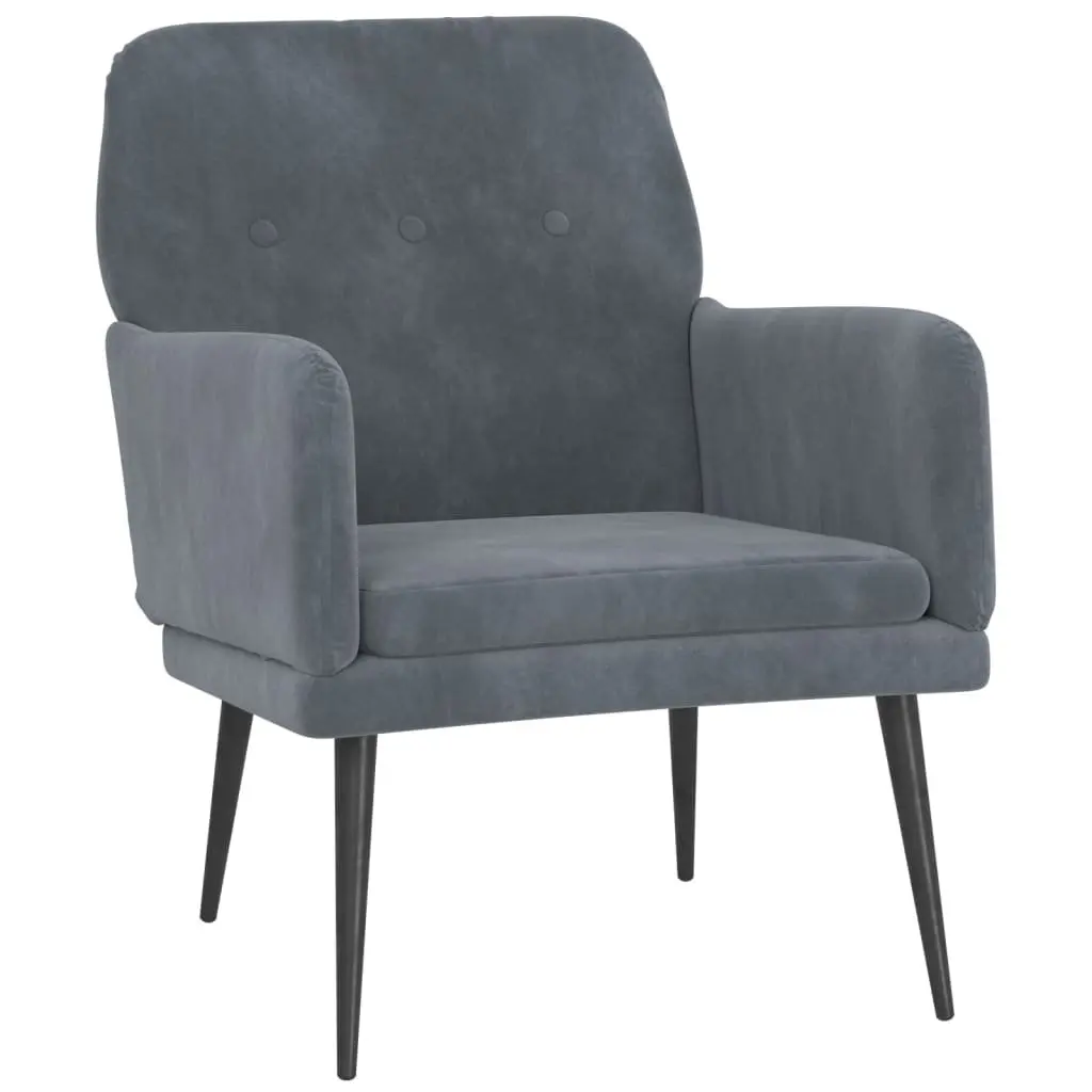 Dark Grey Velvet Upholstered Armchair for Relaxation