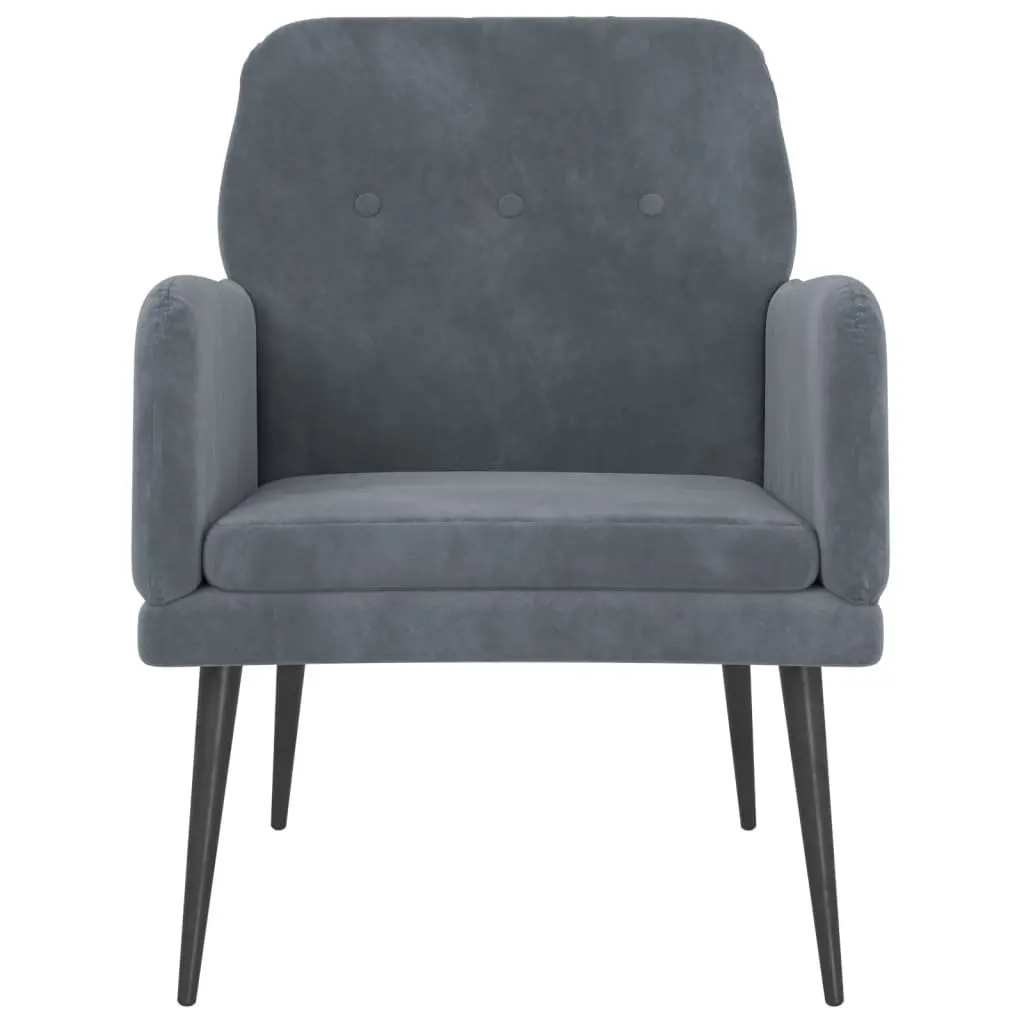 Dark Grey Velvet Upholstered Armchair for Relaxation