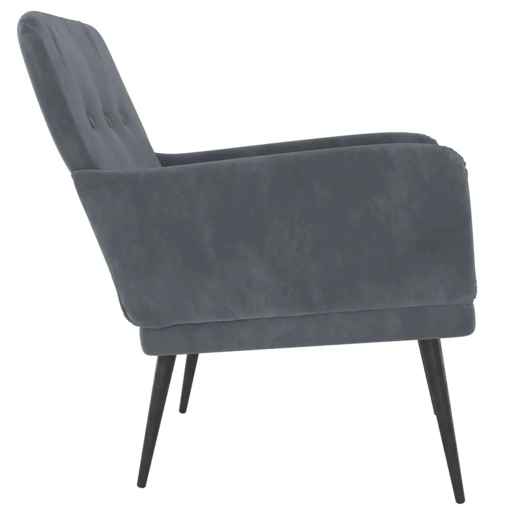Dark Grey Velvet Upholstered Armchair for Relaxation