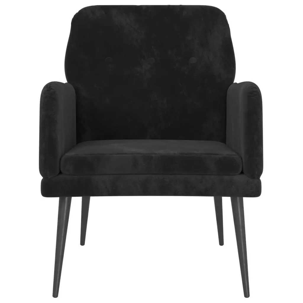 Black Velvet Armchair Comfortable Relaxing Living Room Seating Lounge Chair