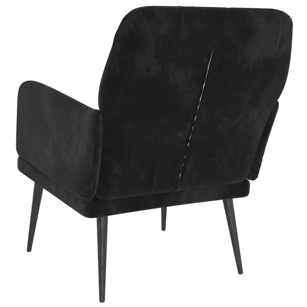 Black Velvet Armchair Comfortable Relaxing Living Room Seating Lounge Chair