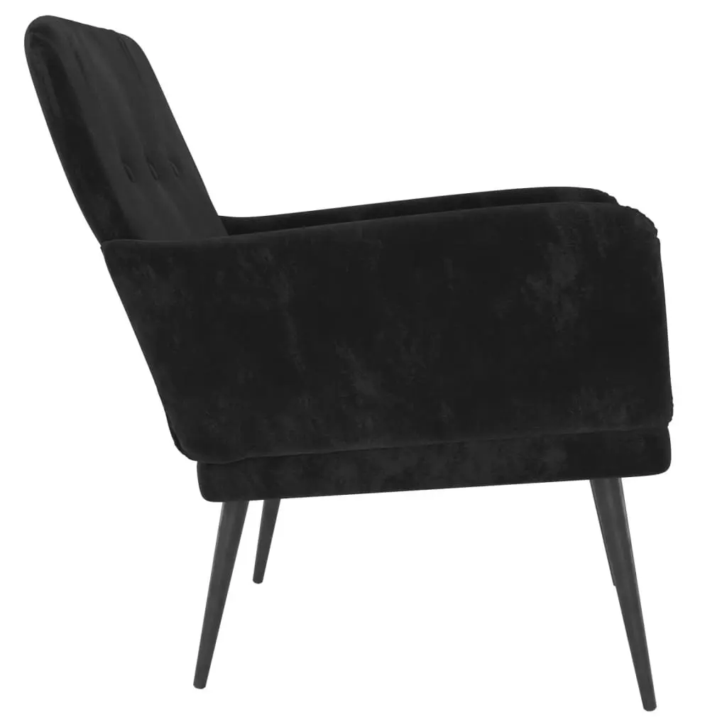 Black Velvet Armchair Comfortable Relaxing Living Room Seating Lounge Chair